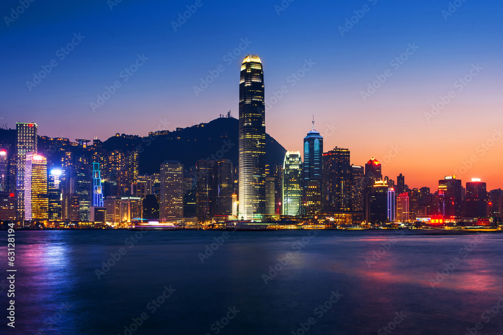 Fototapeta premium Sunset in Hong Kong Island