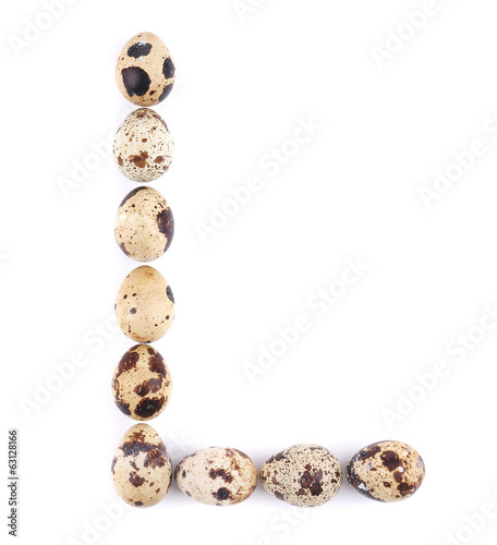 quail eggs in the form of letter L.