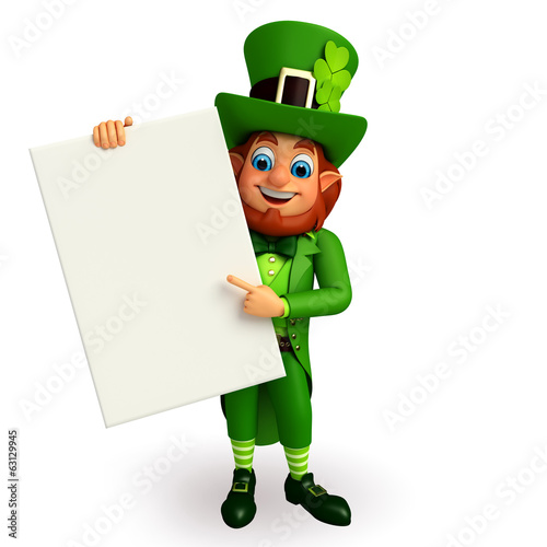 Canvastavla Leprechaun for patrick's day with big sign