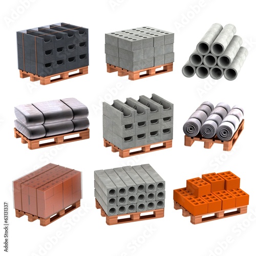realistic 3d render of construction materials