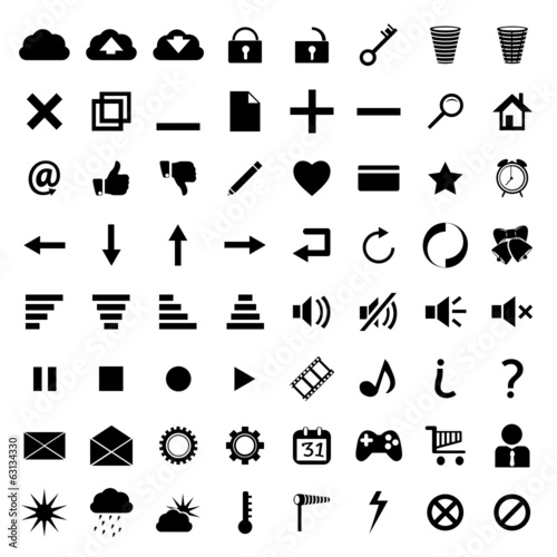 different icons black on white