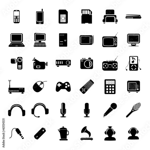 Electronics and gadgets icons set