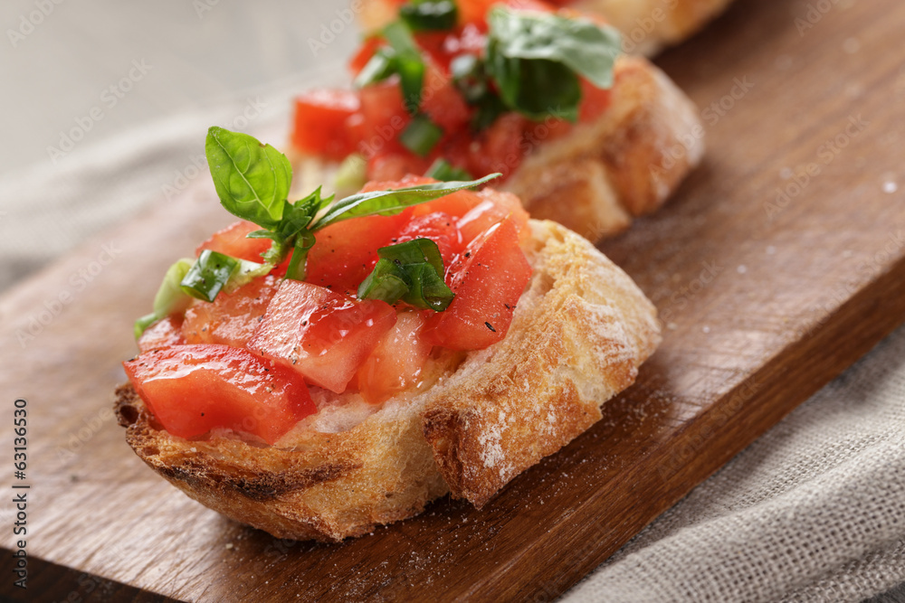simple italian appetizing bruschetta with tomato
