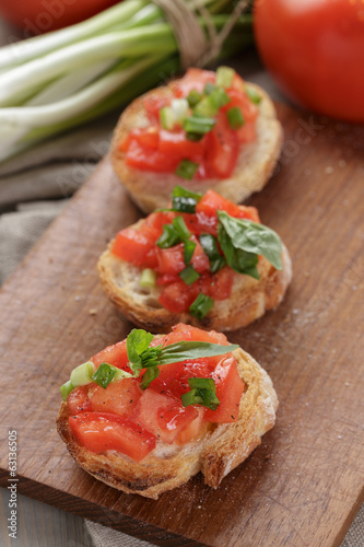 simple italian appetizing bruschetta with tomato