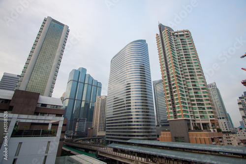 The modern buildings of the city skyscrapers