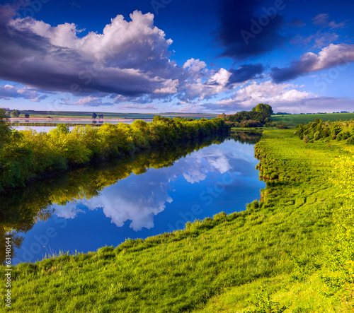 Fototapeta Naklejka Na Ścianę i Meble -  Colorful spring landscape on the river