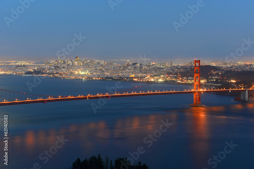 Golden Gate Bridge and San Francisco at night, California, USA