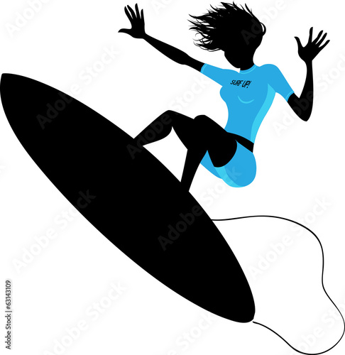 Silhouette of a woman surfing