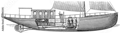 Motor yacht "Ellida". Cross section. Fragment.