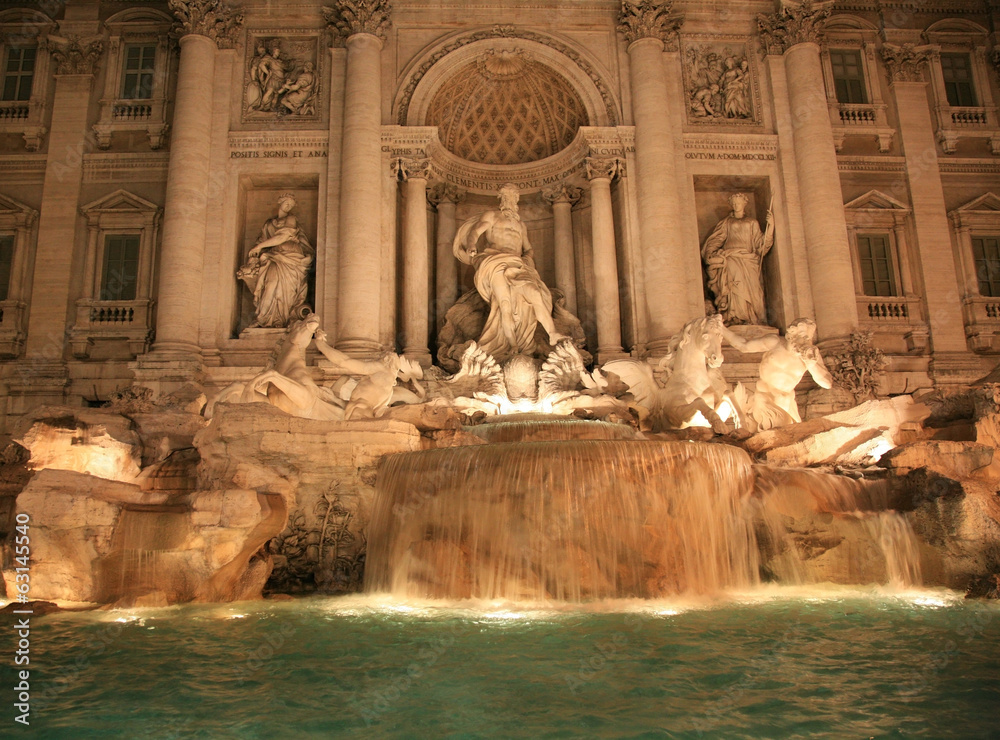 Evening view Fountain di Trevi in Rome Italy