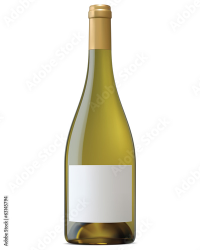 Burgundy wine bottle with blank labels isolated. Vector illustra