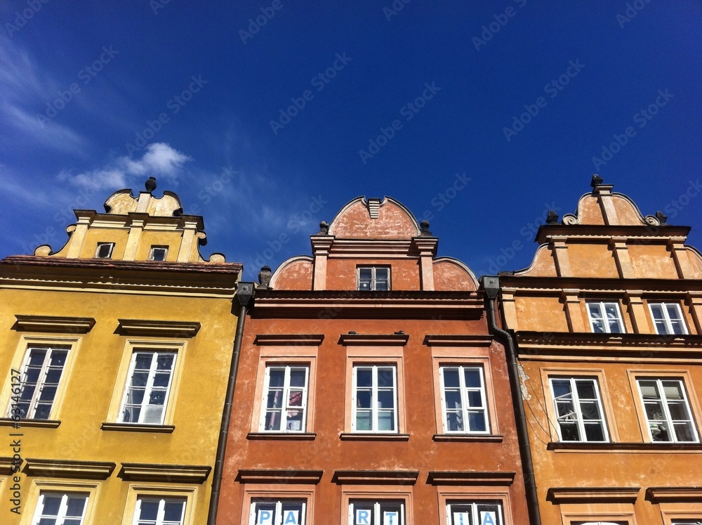 Houses in historic center of Warsaw, Poland