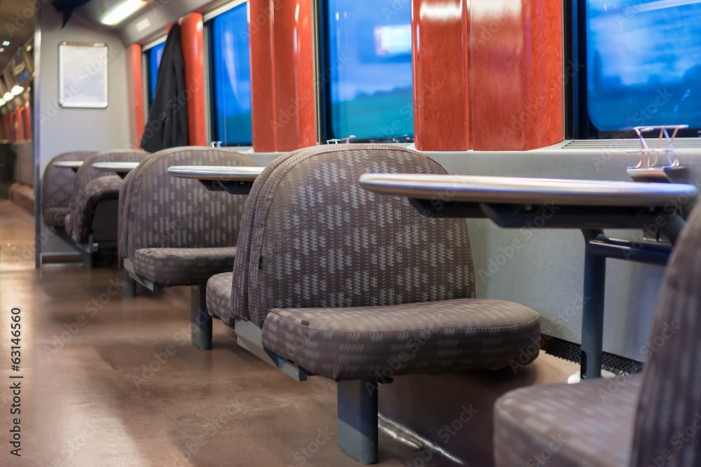 Fototapeta premium modern restaurant wagon on high speed train