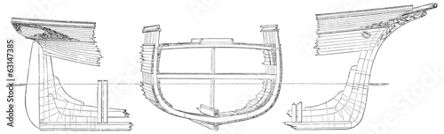 Cross section (geometry) of a wooden ship