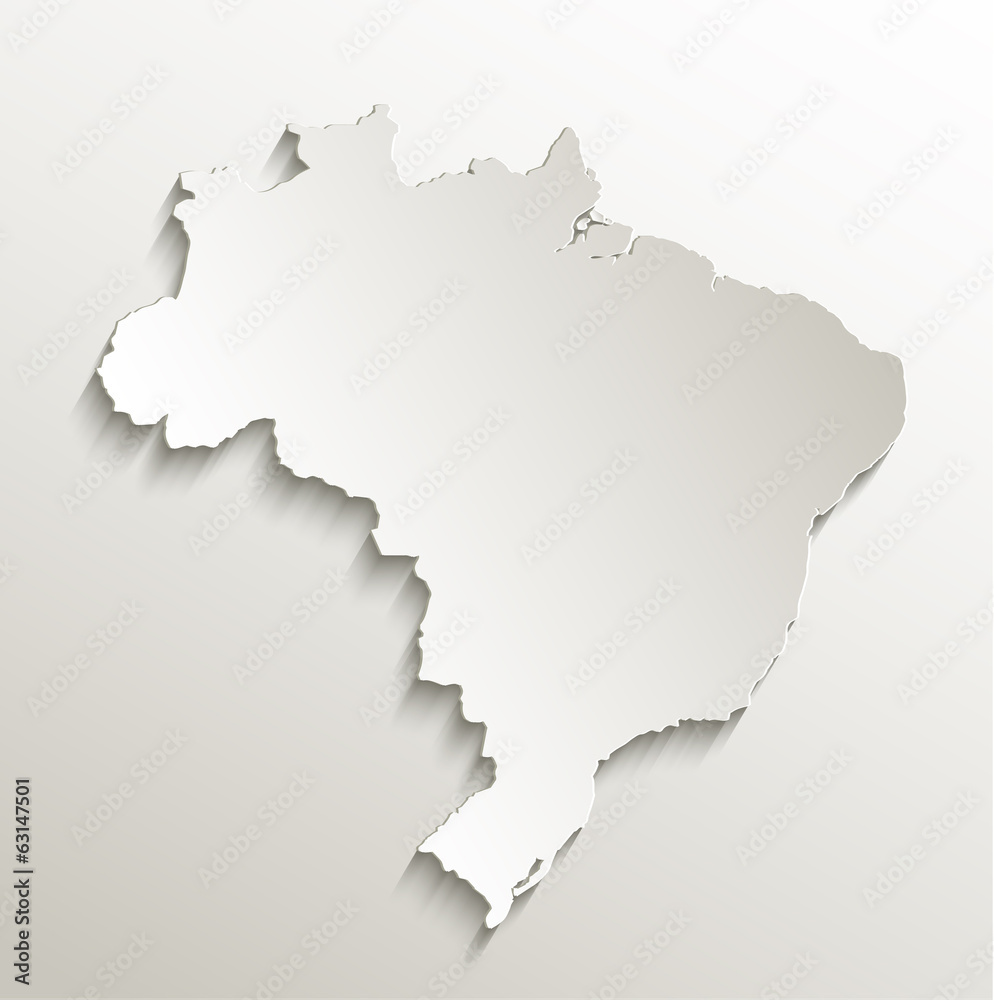 Fototapeta premium Brazil map card paper 3D natural