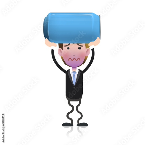 Businessman with realistic bass over white background.