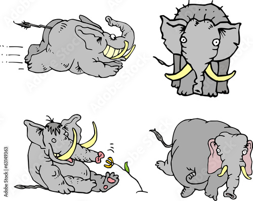 Comic elephant athletes