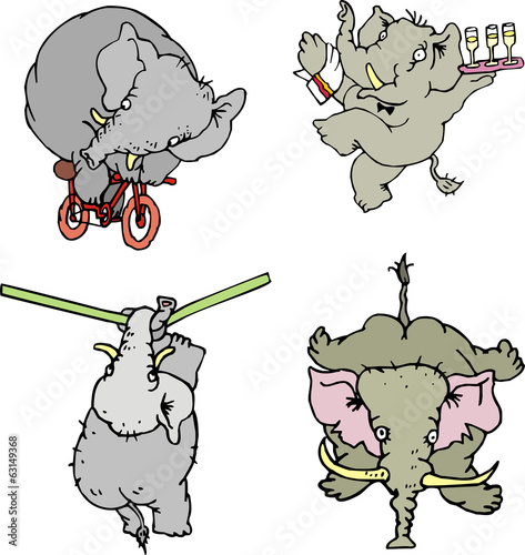 Comic elephant athletes