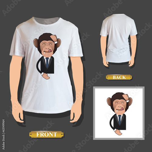 Business monkey printed over realistic shirt