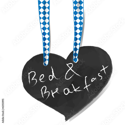 Bed & Breakfast, Heart,Slate,bavarian ribbon