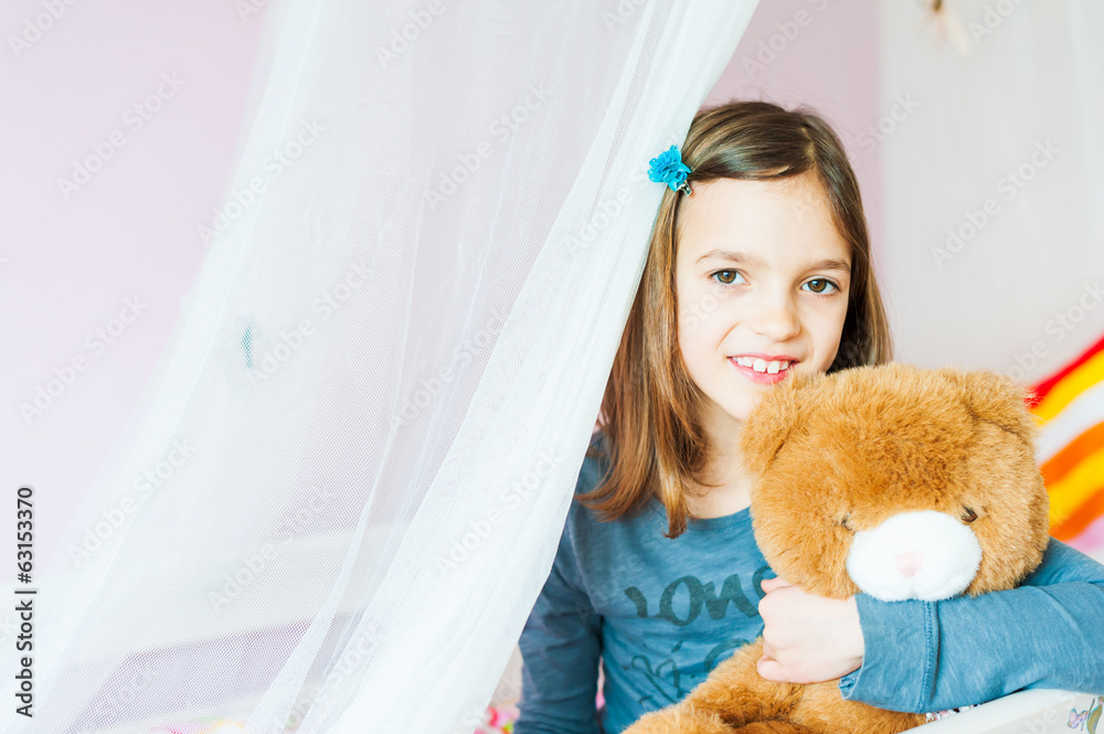 Portrait of adorable little girl in her room Portrait of adorable little girl in her room