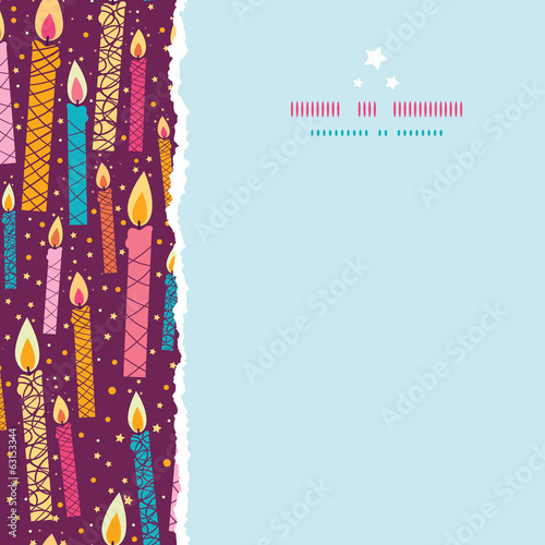 Vector colorful birthday candles square torn seamless pattern