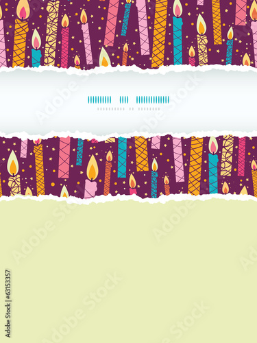 Vector colorful birthday candles vertical torn frame seamless
