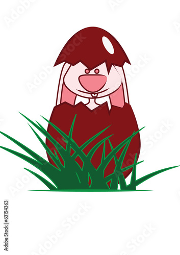 Easter Bunny popping out of egg