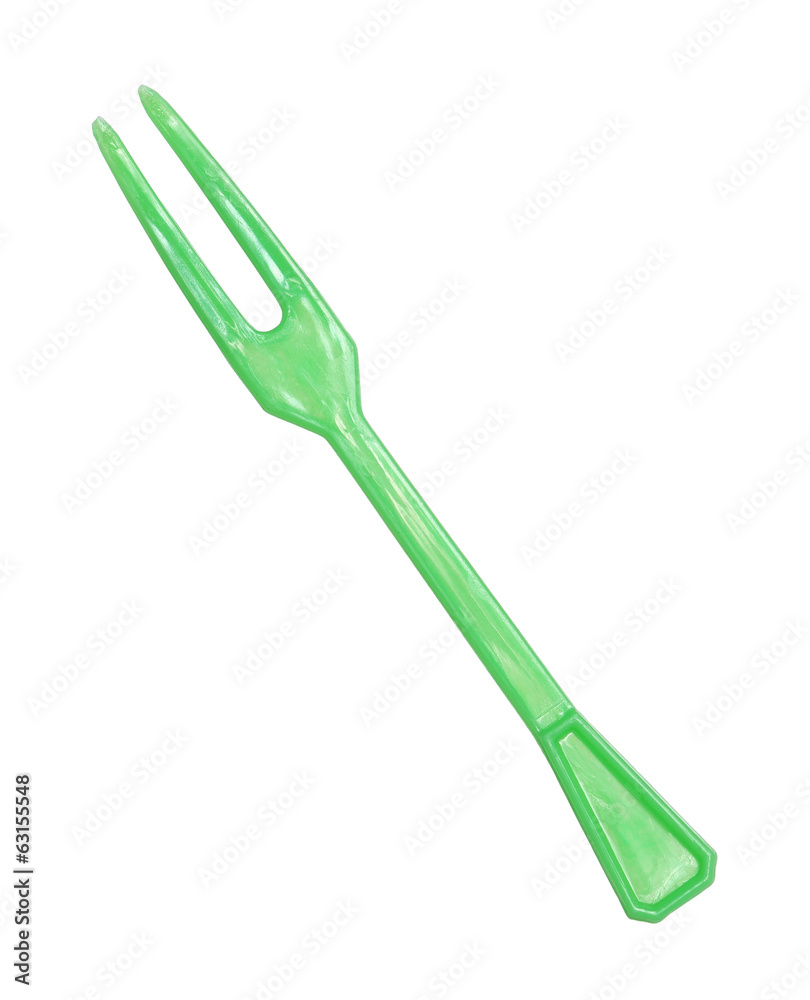 Plastic dessert fork isolated on white background Plastic dessert fork isolated on white background