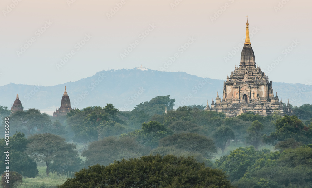 View of Gawdawpalin temple at sunrise, Myanmar