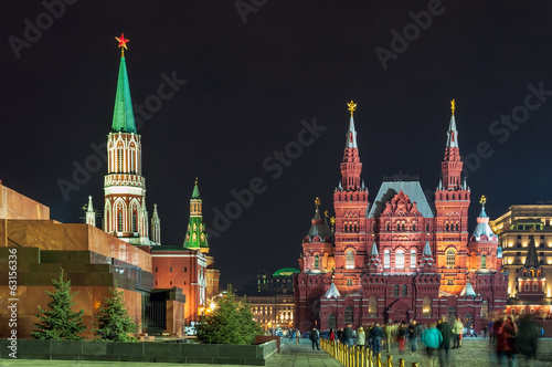 Fototapeta Naklejka Na Ścianę i Meble -  Moscow National Historic museum, Red Square by night