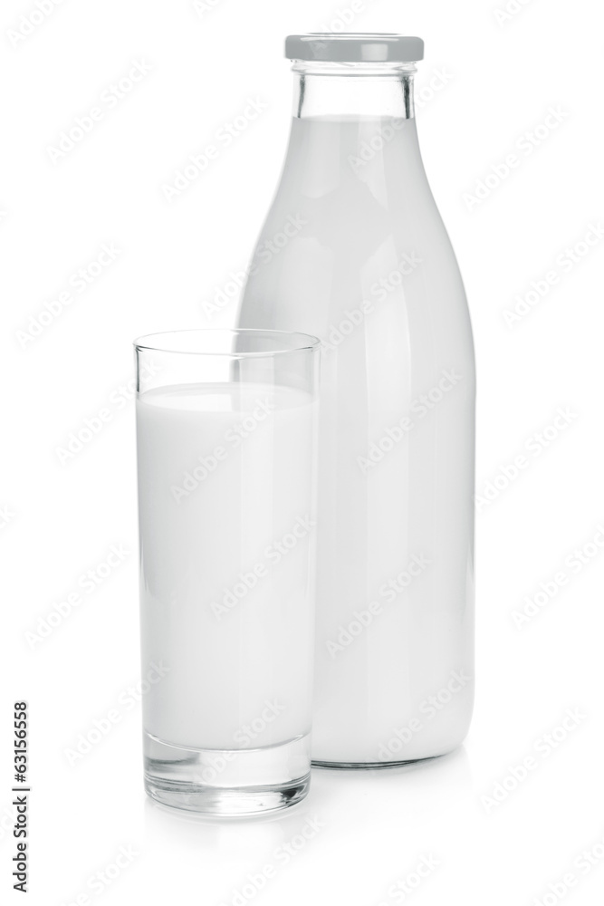 Milk bottle and glass Milk bottle and glass
