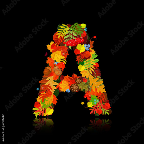 Beautiful autumn leaves. letter a