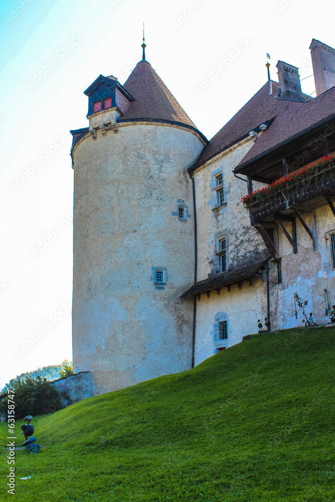 old gruyere castle on hill, Switzerland