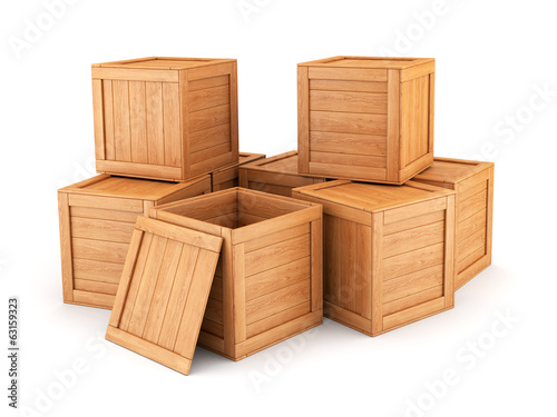 Wooden boxes group © faraktinov