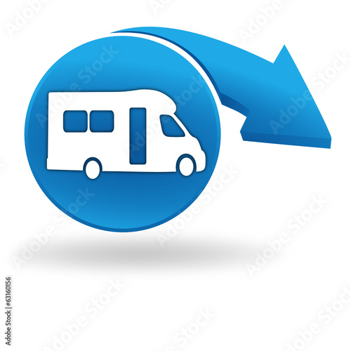 camping car sur bouton bleu