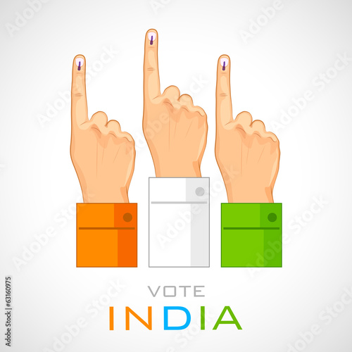 Hand with voting sign of India