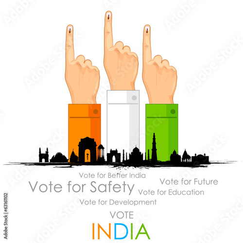 Hand with voting sign of India