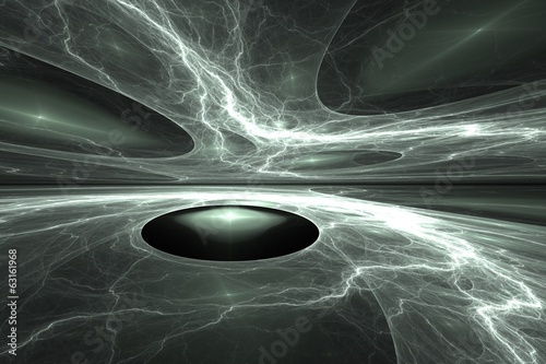 Digital abstract fractal moonland horizon scenery