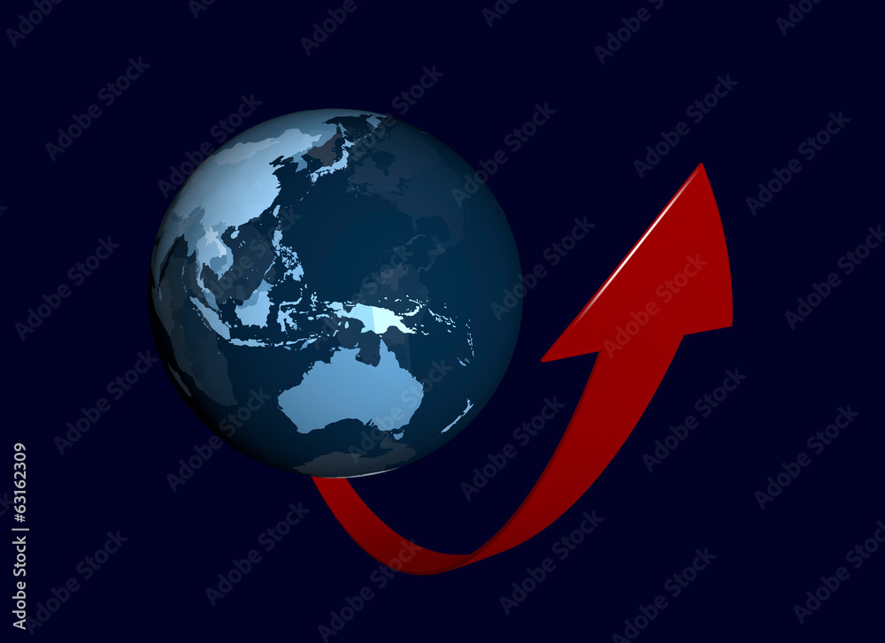 Naklejka premium 矢印と地球