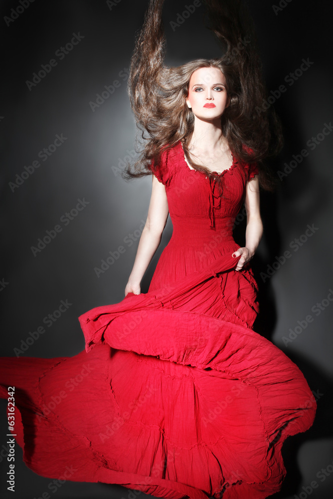 Fashion woman in red dress Fashion woman in red dress