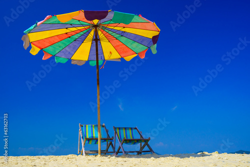 Beach chair on koh Khai island, Krabi, Thailand