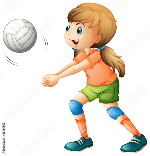 A smiling girl playing volleyball