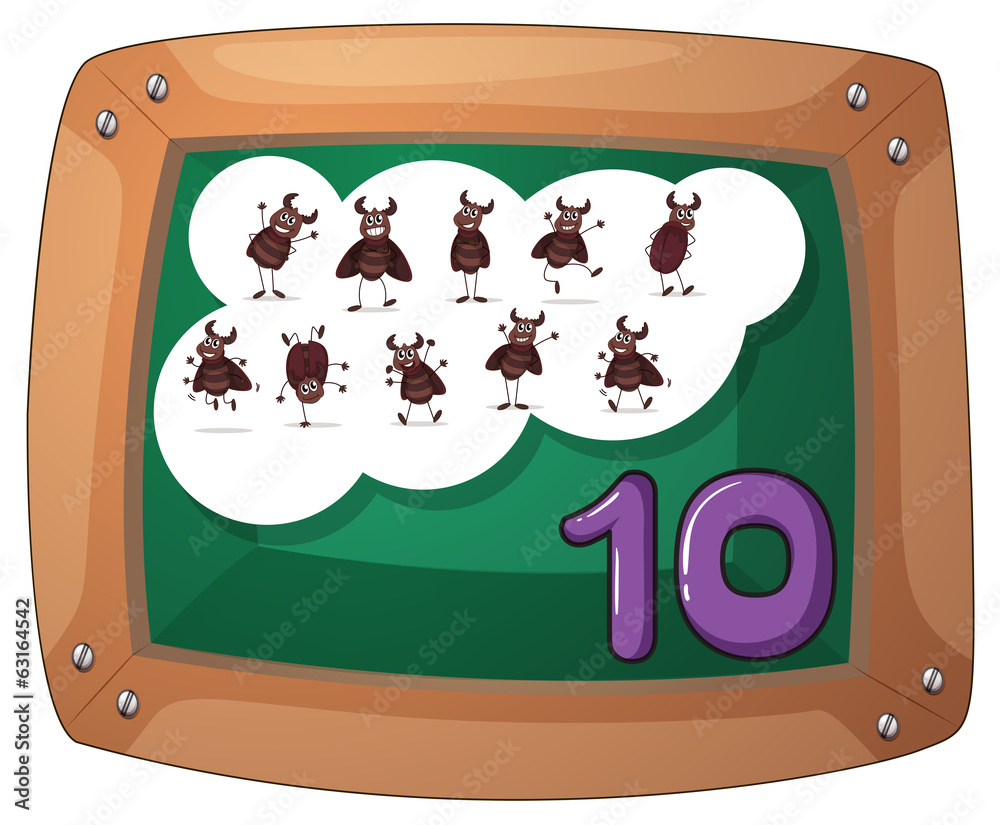 A blackboard with ten cockroaches A blackboard with ten cockroaches