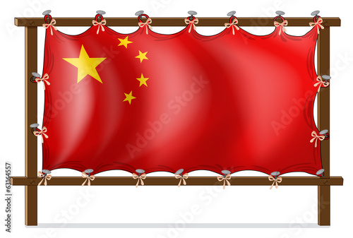 A wooden frame with the Chinese flag