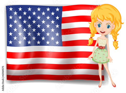 A pretty blonde and the USA flag