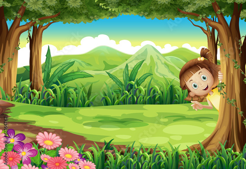 A girl hiding at the jungle