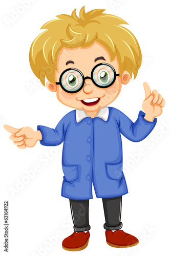 A kid wearing glasses