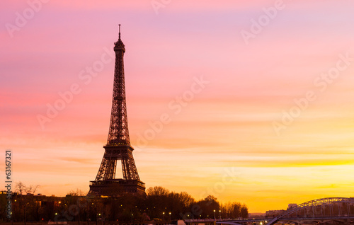  Eiffel Tower at Sunset with copy space © mikecleggphoto