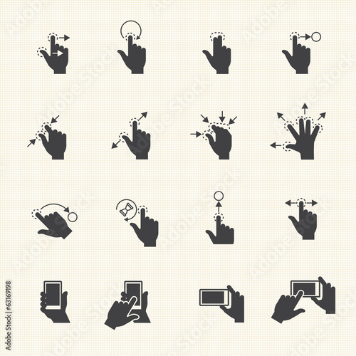 Gesture icons for touch devices